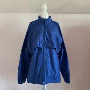 Woolrich Teton Men's Rain Jacket Windbreaker Hooded Full Zip Vented Blue XL